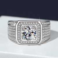 Cincin Kawin Pria Perak Sterling 925 Kristal Es Moissanite Gaya Hip-hop Fashion Mewah Ringan, Diskon Besar