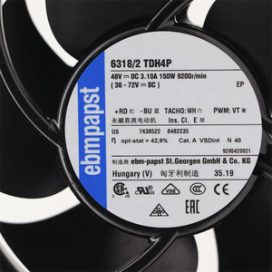 Ventilateur axial de refroidissement à roulement à billes ebmpapst 6318/2TDH4P 6318/2 TDHHP 172 x 51 mm 48 VDC 150 W 950 m³/h 9200 tr/min IP20 - Product Image 6