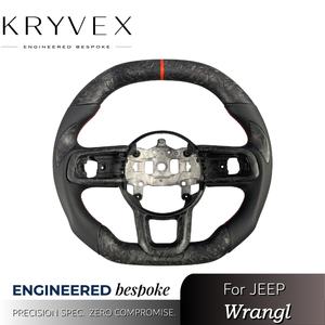 Volante de Fibra de Carbono Forjado Personalizado Kryvex para Jeep Wrangler JL / Gladiator JT 2018-2026, <span class=keywords><strong>Rubicon</strong></span> <span class=keywords><strong>Sahara</strong></span> Sport Unlimited - Product Image 2
