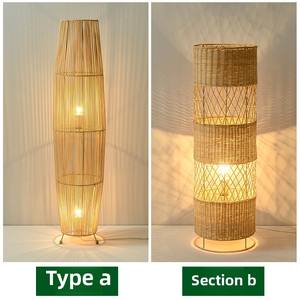 Moderno cinese <span class=keywords><strong>Zen</strong></span> e giapponese Wabi-Sabi stile lampada da terra per soggiorno camera da letto tessuto a mano Rattan arte tessitura E26 Base in ferro corpo - Product Image 4