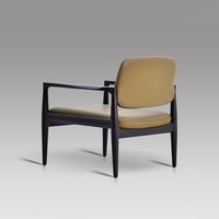 Fauteuil de détente minimaliste moderne, structure en bois de frêne massif, fauteuil rembourré en similicuir pour salon