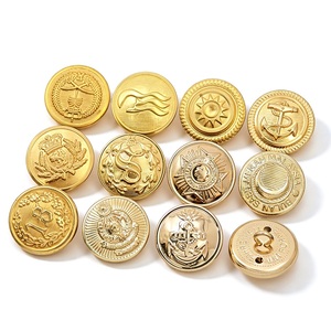 Gold Metal Shank <b>Buttons</b> Round Embossed Logo Classic Style Uniform <b>Buttons</b> - Product Image 3
