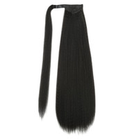 Queue de cheval synthétique longue et raide Yaki en fibre haute température, avec cordon de serrage, 28 pouces, extension de cheveux à clipser pour femme, vente en gros