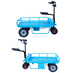 4-व्हील मेटल प्लेटफॉर्म ट्रोली के साथ इलेक्ट्रिक फ्लैटबेड वेयरहाउस हैंडलिंग ट्रक और सवारी के लिए - Product Image 3