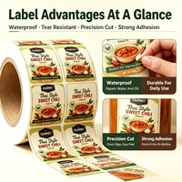 Étiquettes alimentaires brillantes en papier adhésif résistant à l'eau et à l'huile pour pots de sauce chili, sauces piquantes et emballages de condiments épicés