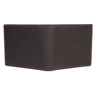 Dompet Kulit Asli Tipis Pendek Terbuka Vintage Unisex untuk Kartu Kredit dengan Kantong Koin