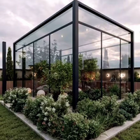 Véranda en verre avec structure en aluminium, véranda en verre trempé, kit extérieur 4 saisons pour jardin, cour arrière