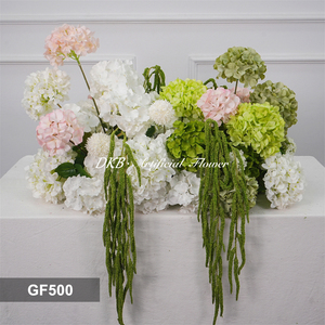 Decoración Floral Artificial para Pasillo de 70 cm, Mezcla de Hortensias y Amaranto, Color <span class=keywords><strong>Rosa</strong></span> Pálido y Verde, Camino de Mesa Floral - Product Image 2