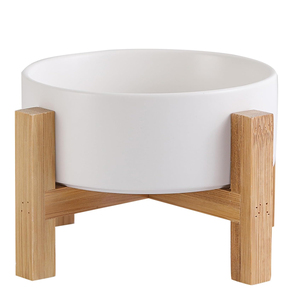 ชามอาหารแมวทำจากไม้ไผ่ยกสูงจานสำหรับสัตว์เลี้ยงเซรามิกสำหรับ<span class=keywords><strong>ลูก</strong></span>สุนัขปราศจากความเครียด - Product Image 1