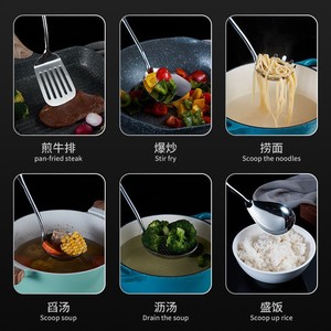 Juego de utensilios de cocina Jieyang de acero inoxidable 304, 12 piezas, kit de espátulas y cucharas de madera de ébano, antideslizante, resistente al calor, fácil de limpiar - Product Image 5
