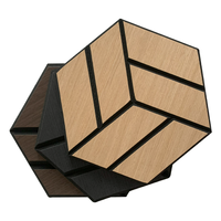 Panneaux acoustiques hexagonaux en fibre de bois au design moderne, panneaux muraux 3D en placage PET pour hôtel avec design graphique et garantie de 5 ans