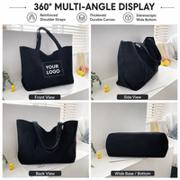 Sac fourre-tout en toile souple avec poignées renforcées, réutilisable, imprimé avec des lettres, adapté aux cadeaux de promotion de marque