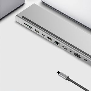 <span class=keywords><strong>Hub</strong></span> <span class=keywords><strong>Usb</strong></span> tipo C 11 en 1 con soporte de metal VGA LAN <span class=keywords><strong>USB</strong></span> 3,0 para <span class=keywords><strong>MacBook</strong></span> Pro - Product Image 3