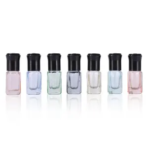 Groothandel Vierkante 3Ml Glazen Rol Op Parfumfles Etherische Olie 3Ml Groene/Rode Glazen Verpakkingsflessen Cosmetische Rolfles