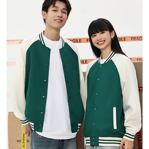 New 380g Heavyweight Color-Block Baseball Suit Long-Sleeve Sweatshirt <b>Jacket</b> Casual Stand Collar Unisex Baseball Uniform - Product Image 5