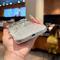 Coque de téléphone de luxe scintillante avec nœud, perles et pendentif pour iPhone 18 17 Pro Max 16 15 14 13, avec cordon perlé et strass oreilles de chat