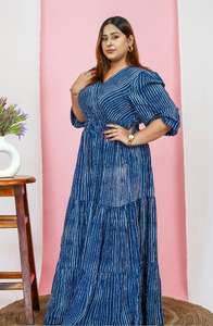 Indien main bloc imprimé coton robe nouveau élégant été tenue décontracté pour les femmes à la main doux pour le cadeau de la saint-valentin - Product Image 2