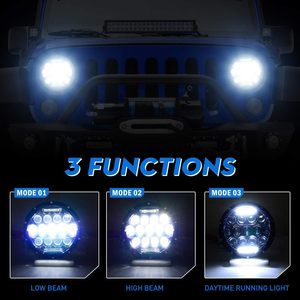 ไฟหน้า LED ทรงกลมขนาด 7 นิ้ว, ได้รับการรับรองมาตรฐาน DOT รุ่น H6024 ไฟสูง/ต่ำ พร้อมไฟ DRL ตัวเรือนสีดำ ใช้ได้กับรถจี๊ปแรงเลอร์ <span class=keywords><strong>JK</strong></span>/JKU/TJ/LJ/CJ - Product Image 4