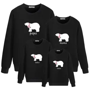 2021 Spring Bear Family Matching Clothes Solid Color High Quality Papa Mama Baby Plus Size Sweaters Fashion Family Sweatshirts