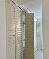 Livraison à Domicile Disponible : Porte Persienne Pliante en PVC et Bois pour Dressing de Chambre, Cloison à Ouverture Horizontale pour Intérieur