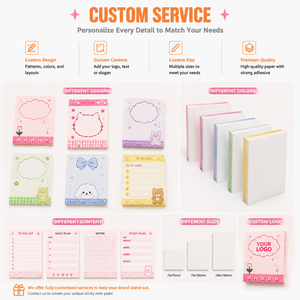 Cute Cartoon Sticky Notes Custom Logo Pink Floral Self Adhesive <b>Memo</b> <b>Pads</b> Kawaii Notepads for Daily Planning Office and School - Product Image 4