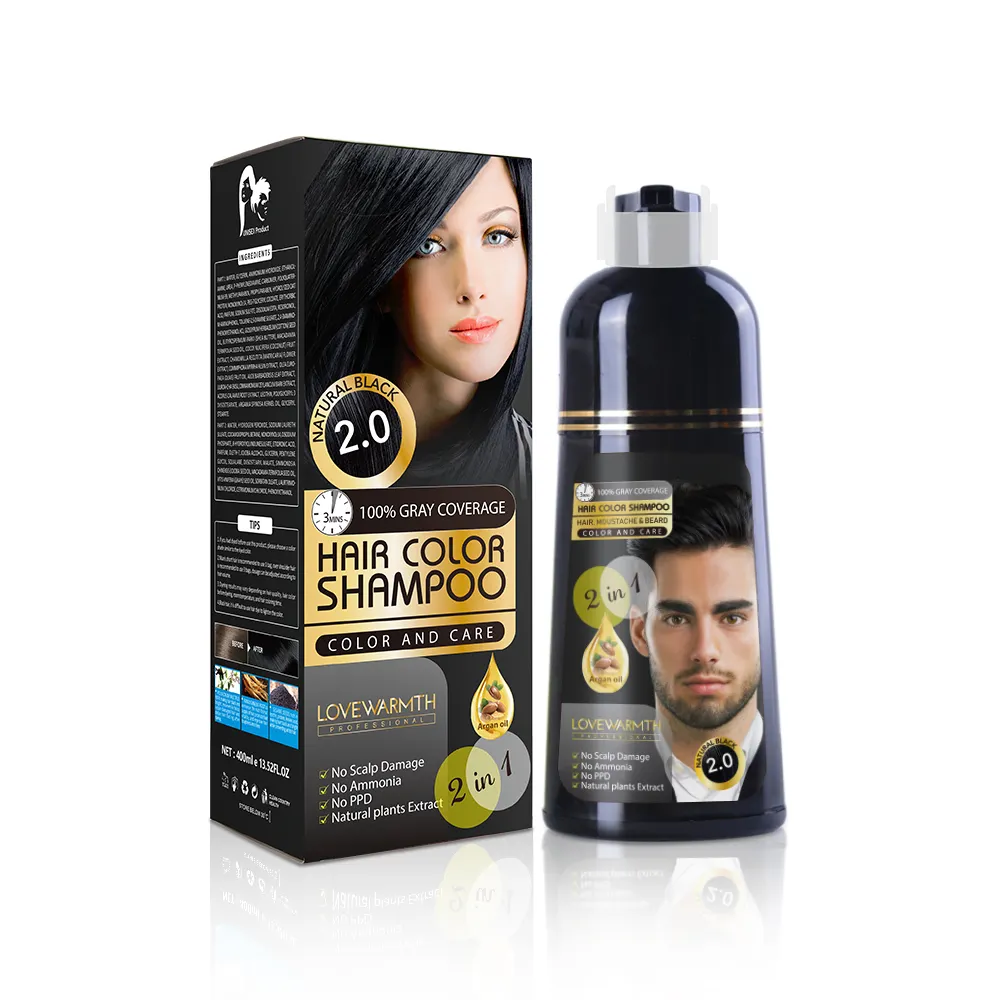 Ammoniak frei Kein PPD Permanent schwarz 100% Grau Abdeckung Natural Planet Haarfarbe Shampoo 3 Minuten