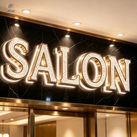 Enseigne lumineuse LED 3D en acier inoxydable de luxe, lettres en relief, logo d'entreprise personnalisé, enseigne LED pour boutique en extérieur