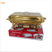 Hoge kwaliteit gouden 9L roestvrijstalen chafing dish buffetset, stapelbaar, 9L capaciteit, voedselwarmer voor restaurant- en hotelservice