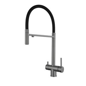 Robinet de cuisine 3-en-1 extractible en acier inoxydable 304, monocommande, à poser sur comptoir, style moderne, avec cartouche céramique - Product Image 1