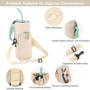 Bolsa de Gimnasio Magnética 2 en 1, Porta Botella de Agua para Stanley 30/40 oz con Asa y Bolsillo con Correa de Hombro Ajustable - Product Image 3