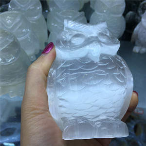 Wholesale Natural Selenite Owl Hand Carved <strong>Crystal</strong> <strong>Animals</strong> for Healing - Product Image 4