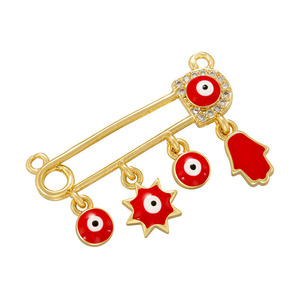 CZ9090 18k Banhado A Ouro Multi Colorido Esmalte Azul Broche Pin Pin De Segurança com <span class=keywords><strong>Evil</strong></span> Eyes Encantos Proteção Pingente Amuleto Jóias - Product Image 2