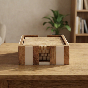 Ensemble de 4 dessous-de-verre élégants en bois foncé, faits à la main, écologiques, durables, design minimaliste, épaisseur 5 mm - Product Image 1