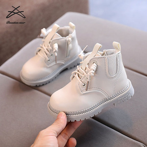 时尚秋冬儿童PU皮革休闲靴纯色婴儿英式男童女童踝靴短靴 - Product Image 3