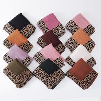 Nouvelle grande taille coton lin un anneau imprimé léopard écharpe froissé Style Turban pour couleur unie écharpe musulmans femmes fête