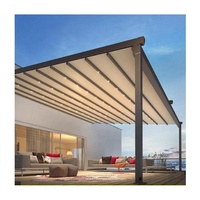 Auvent rétractable électrique personnalisé en PVC avec éclairage LED pour restaurant, balcon et jardin extérieur