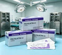 Sutures vétérinaires résorbables PGA PGCL Catgut - Fil monofilament tressé stérile pour la fermeture sous-cutanée des animaux de grande taille, souple