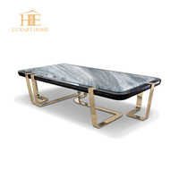 Table basse carrée de style néoclassique avec pieds en acier inoxydable, table basse en placage d'ébène pour salon