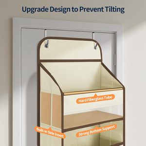 Over The Door Organizer 10 Pockets Hanging <b>Storage</b> For Bathroom Toy <b>Storage</b> Beige Non Woven Fabric - Product Image 3