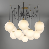 Lustre Araignée Moderne Minimaliste en Laiton et Verre Mat pour Salon, Escalier, Hôtel, Décoration Intérieure