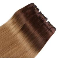 Extensions de cheveux humains lisses ombrées brun chaud avec pointes blond clair pour la formation en académie de beauté