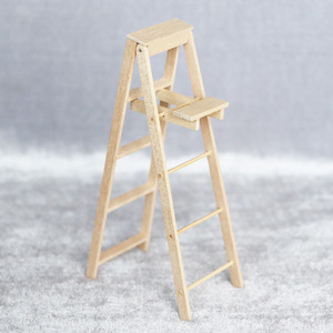 1:12 casa de muñecas biblioteca sala de estudio escalera plegable Mini casa escaleras de madera escalera de paso en miniatura - Product Image 6