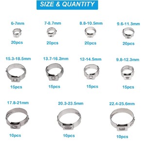 Stainless Steel <b>Hose</b> <b>Clamps</b> 170Pcs 6-25.6mm Constant Tension For Repair Replace - Product Image 2