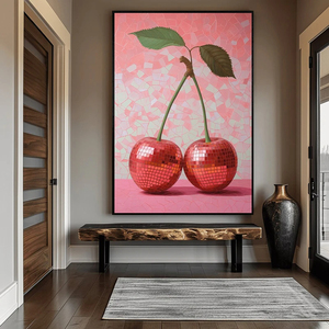Discoteca Ciliegia Stampa Poster Teste di Disco Retrò Divertente <span class=keywords><strong>Arte</strong></span> da Parete Surreale Dipinti su Tela per <span class=keywords><strong>il</strong></span> Soggiorno Arredamento Casa - Product Image 2