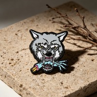 Broche en alliage de zinc émaillée avec motif de loup-garou pour vêtements, sacs, décoration d'Halloween