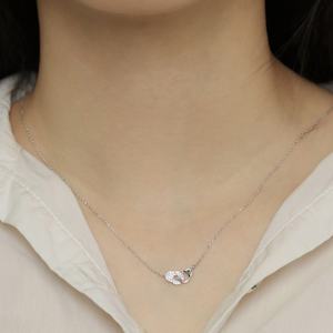 Rhodium Plated <b>Silver</b> Zircon <b>Heart</b> <b>Necklace</b> Trendy Strand Design for Women's-Party Engagement Wedding Jewelry - Product Image 5