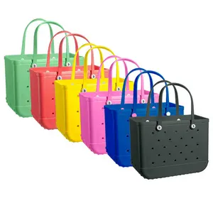 Factory Spot Wholesale Beach Waterproof Hand bags Customized Summer Rubber Large Women's Fashion Eva Silicone Bogg Beach Bag
