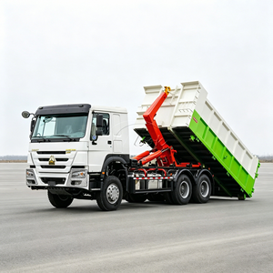 Sinotruk Howo 10 <b>Wheels</b> Hook Loader Garbage Truck Rear Twin Axle Hook Arm <b>Bin</b> Lifter Truck For Waste Disposal - Product Image 1