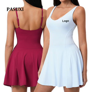 Gaun Tenis Wanita PASUXI Logo Kustom dengan Saku Samping, Celana Pendek Terpadu, Bahan Bernapas untuk Lari, Fitness, dan Olahraga, OEM - Product Image 1
