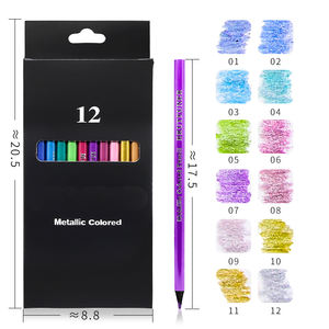 Ensemble de crayons noirs en bois métallisés 12 couleurs crayon de couleur standard pour l'école - Product Image 1